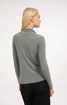 YAYA Top met strikkraag Grijs
