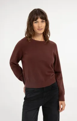 YAYA Trui met open rugdetail bruin