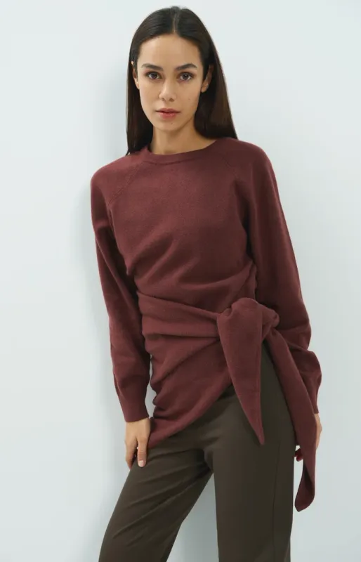 YAYA Trui met open rugdetail bruin