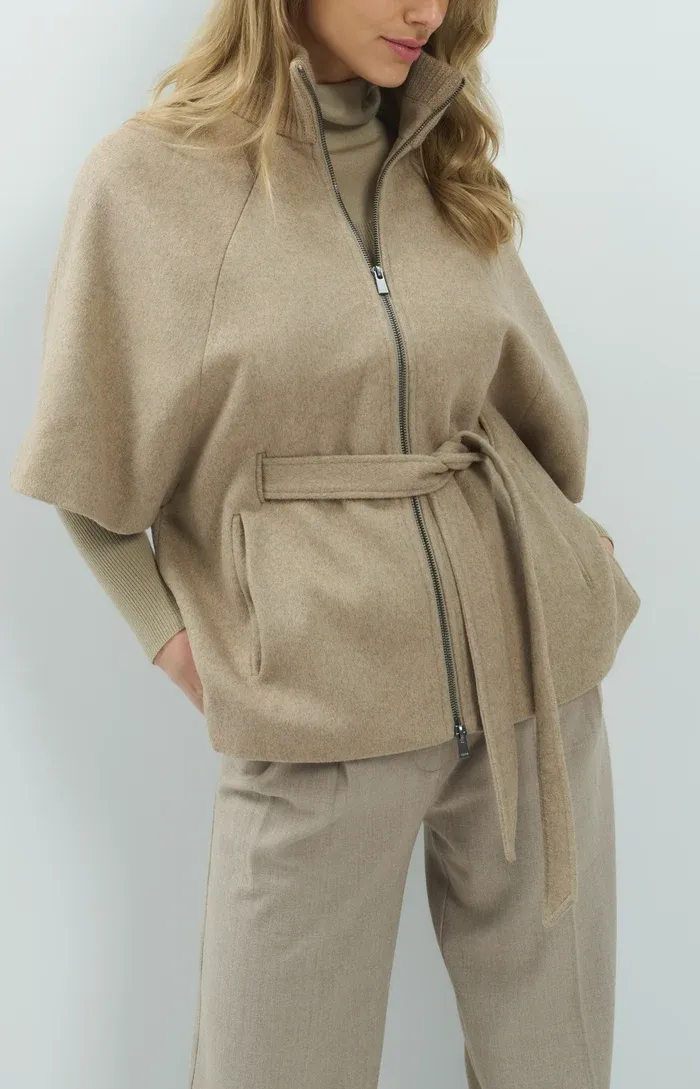 YAYA Ponchojas met ribkraag Bruin