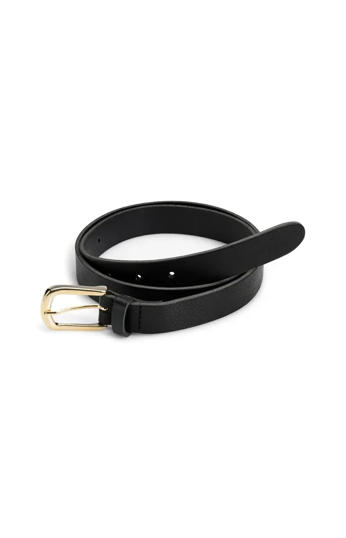 YAYA Leren riem met klassieke gesp Zwart