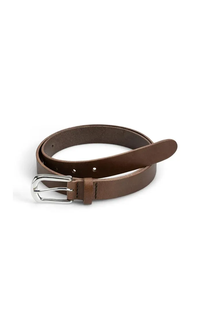 YAYA Leren riem met klassieke gesp Bruin