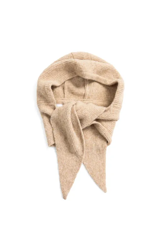 YAYA Gebreide capuchonsjaal Beige