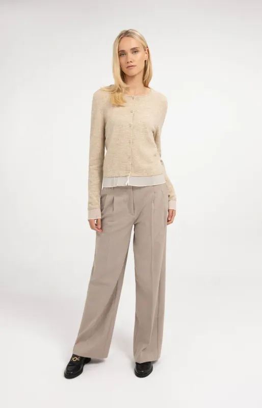 YAYA Zachte geweven pantalon Beige