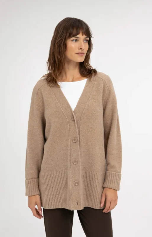 YAYA Oversized ribgebreid vest Beige