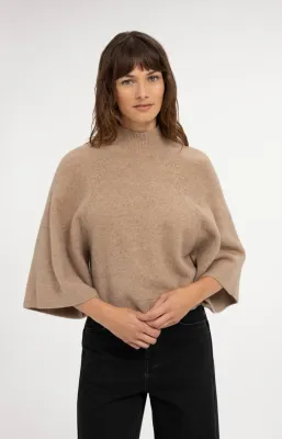 YAYA Trui met wijde mouwen Beige