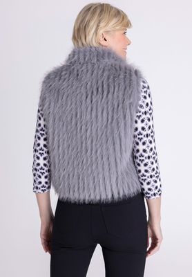 Frank Walder Vest met lange vacht Grijs