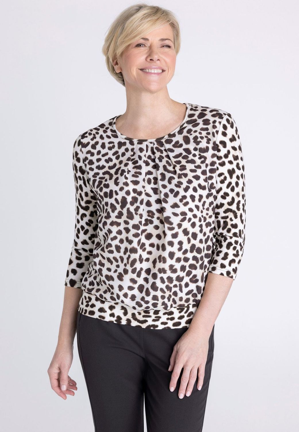 Frank Walder  shirt met plooien Beige