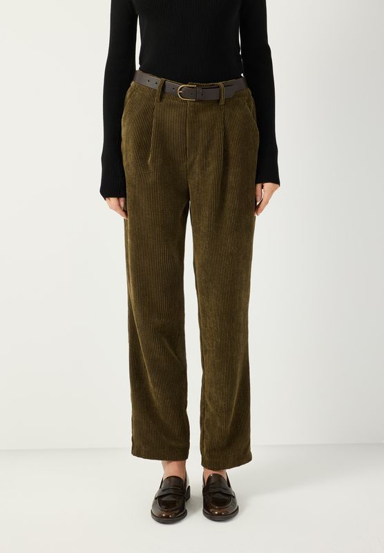 moreandmore Corduraoy Barrel Broek met riem Groen