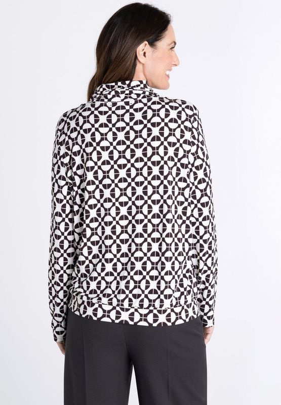 Frank Walder Shirt los vallende kraag Beige/Bruin