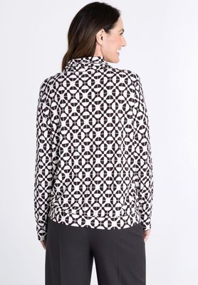 Frank Walder Shirt los vallende kraag Beige/Bruin