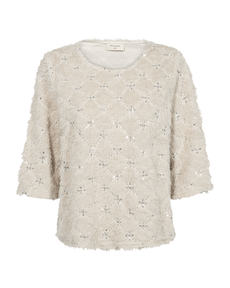Freequent Blouse met all over patroon met zachte glinstering Beige