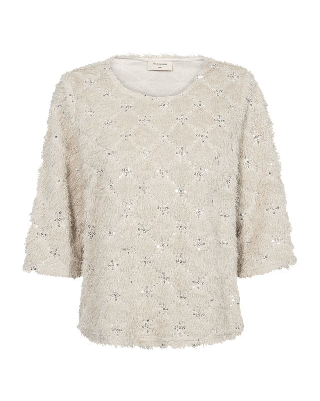 Freequent Blouse met all over patroon met zachte glinstering Beige