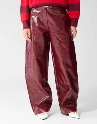Shoeby Pu Barrel fit broek Rood