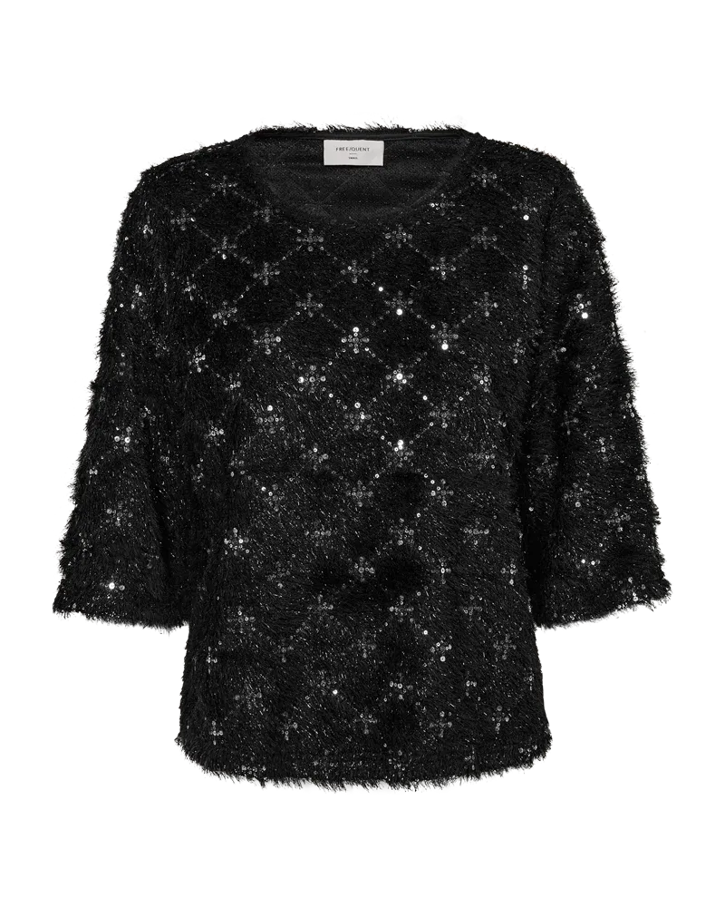 Freequent Blouse met all over patroon met zachte glinstering Zwart