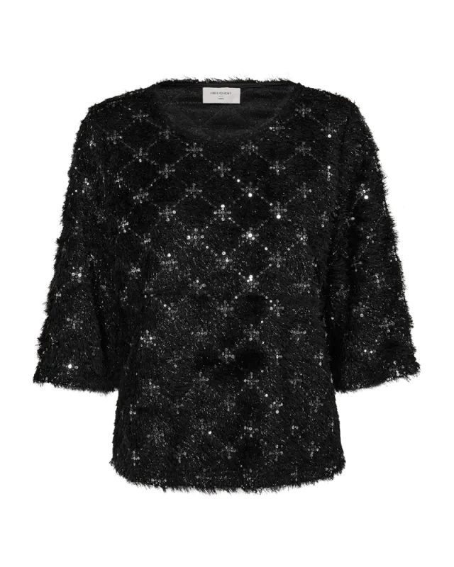 Freequent Blouse met all over patroon met zachte glinstering Zwart