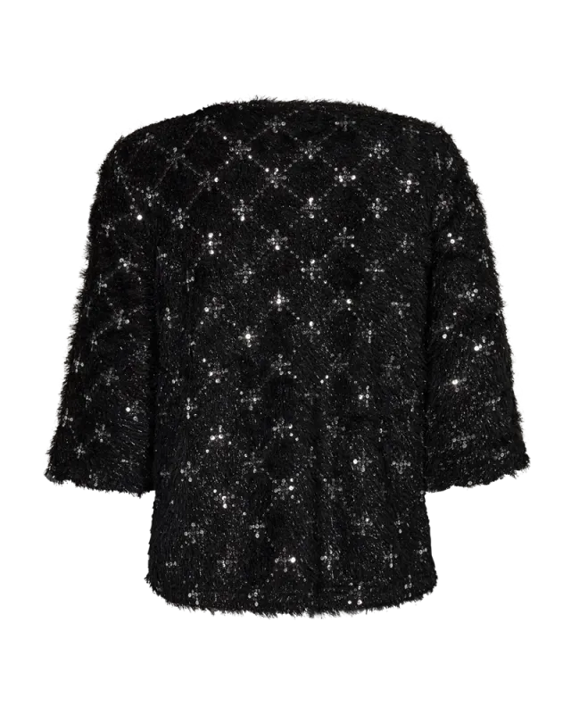 Freequent Blouse met all over patroon met zachte glinstering Zwart