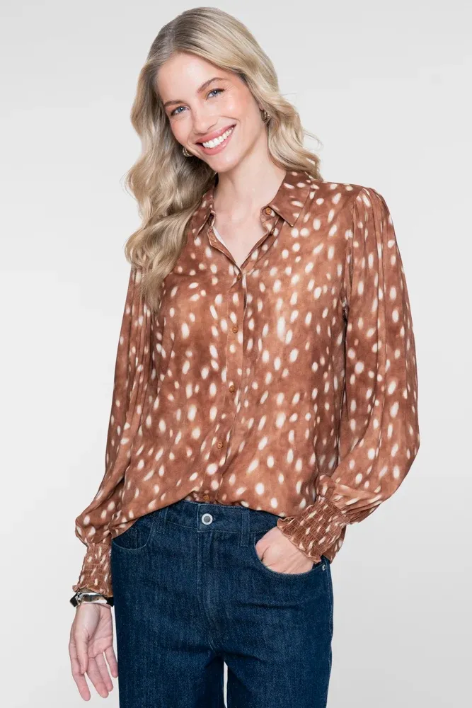 Geisha blouse met dierenprint Bruin