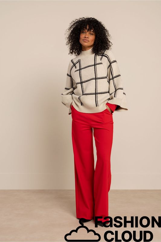 Studio Anneloes Cecile Geruite trui Beige