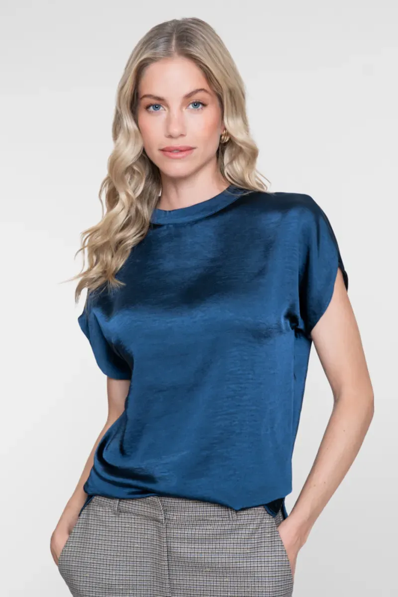 Geisha Satijnen top Blauw