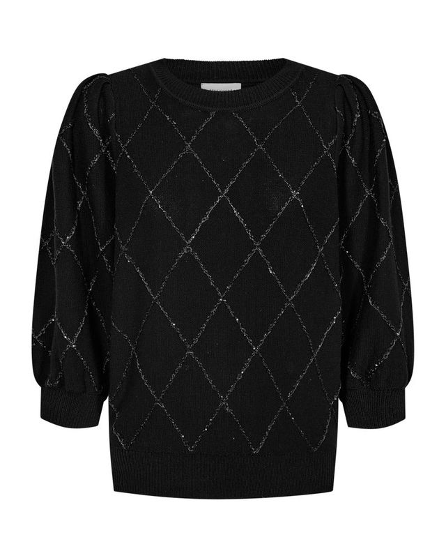 Freequent Trui met Argyle Patroon Zwart