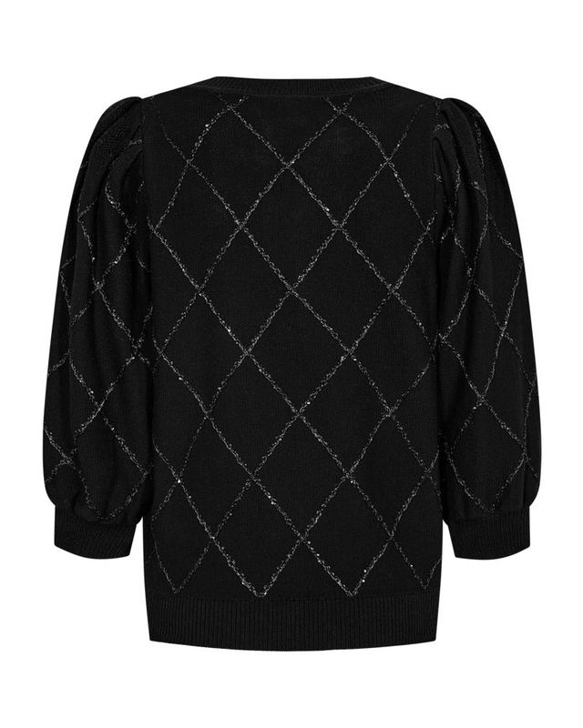 Freequent Trui met Argyle Patroon Zwart