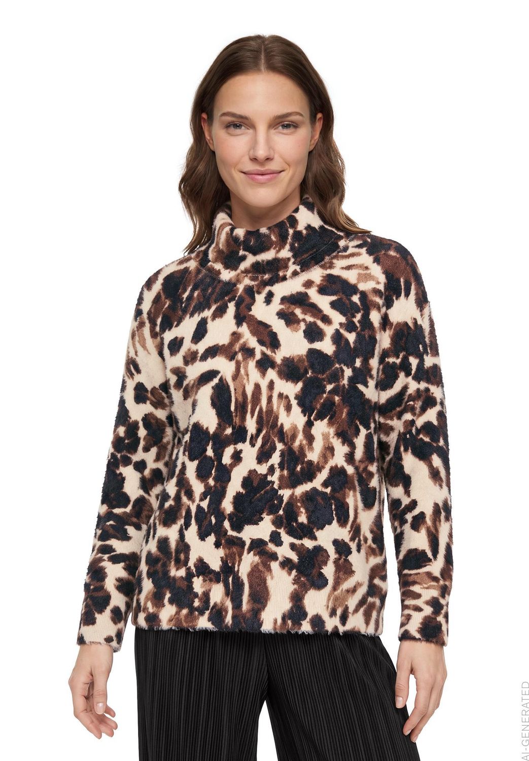 Betty Barclay trui met dierenprint en col Beige/Bruin