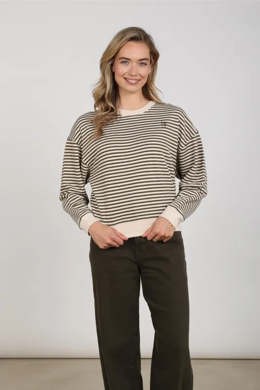 Nukus Nelly Trui met strepen Beige/Groen