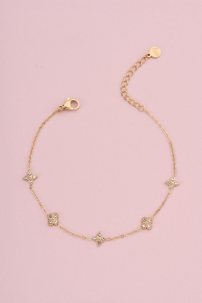 My Jewellery Midnight armband met vijf strass klavers Goud