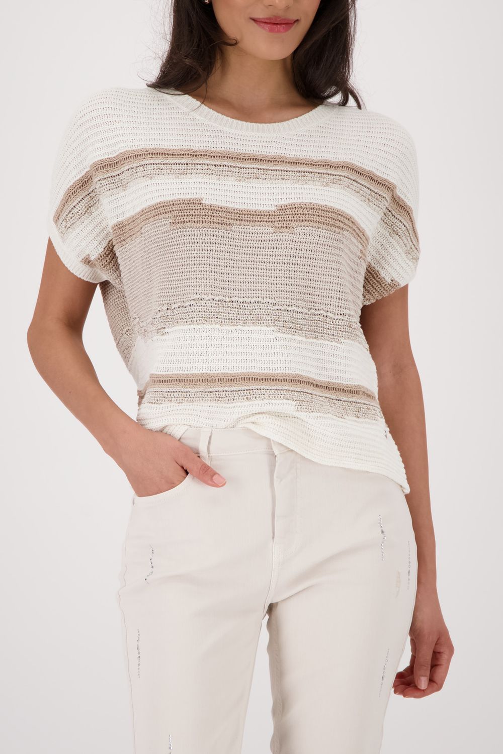 Monari Pullover champagne beige Wit