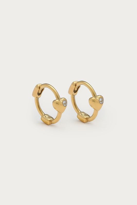 My Jewellery Magical mini oorringen met hartjes en strass Goud