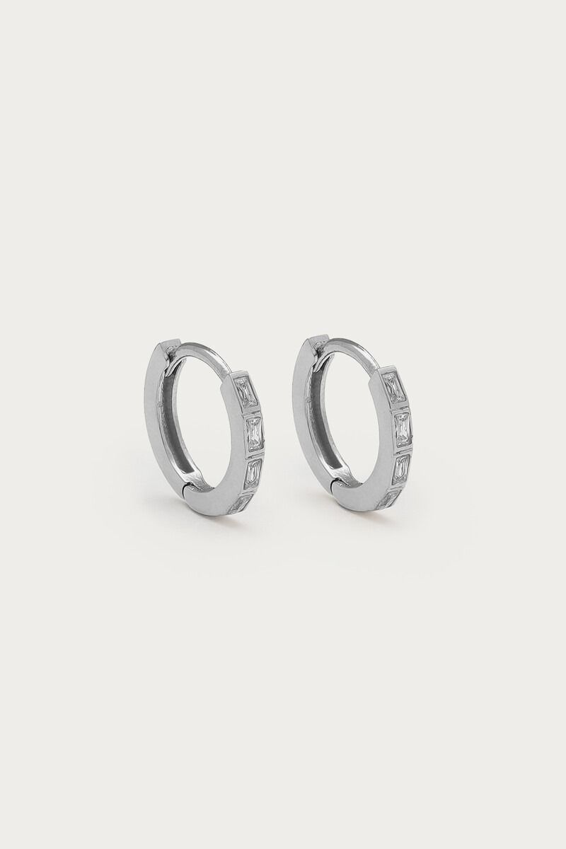 My Jewellery Magical mini oorringen met rechthoekige strass Zilver