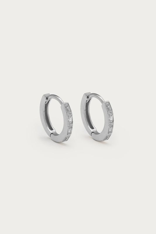 My Jewellery Magical mini oorringen met rechthoekige strass Zilver