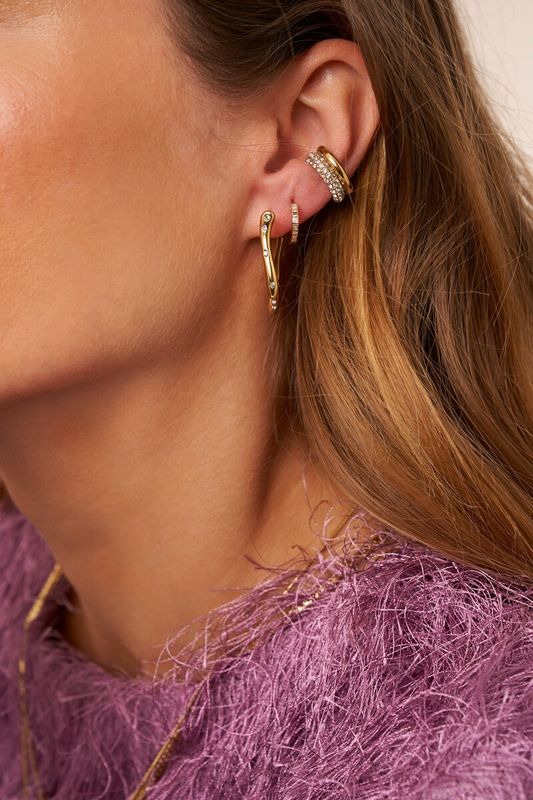 My Jewellery Magical mini oorringen met rechthoekige strass Zilver