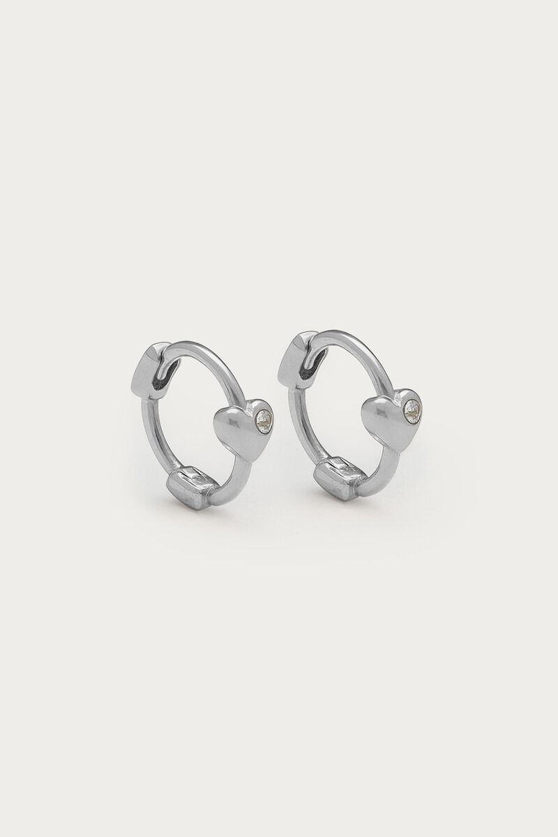 My Jewellery Magical mini oorringen met hartje en strass Zilver