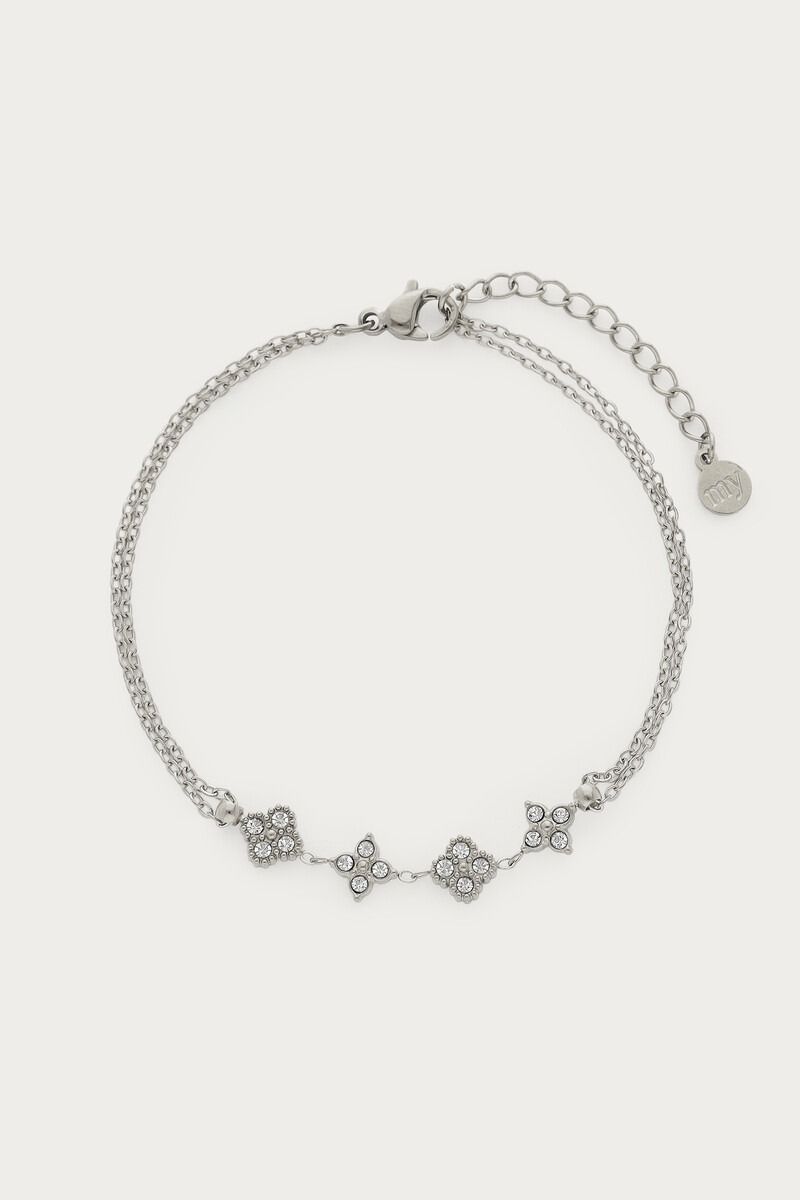 My Jewellery Magical armband met vier klaver strass stenen Zilver