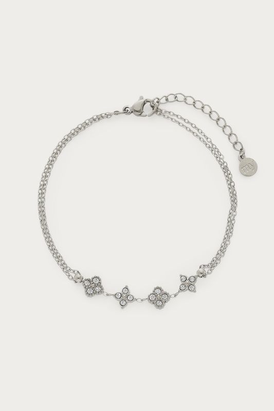 My Jewellery Magical armband met vier klaver strass stenen Zilver