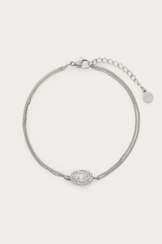 My Jewellery Magical dubbele armband met ovalen strass steen Zilver