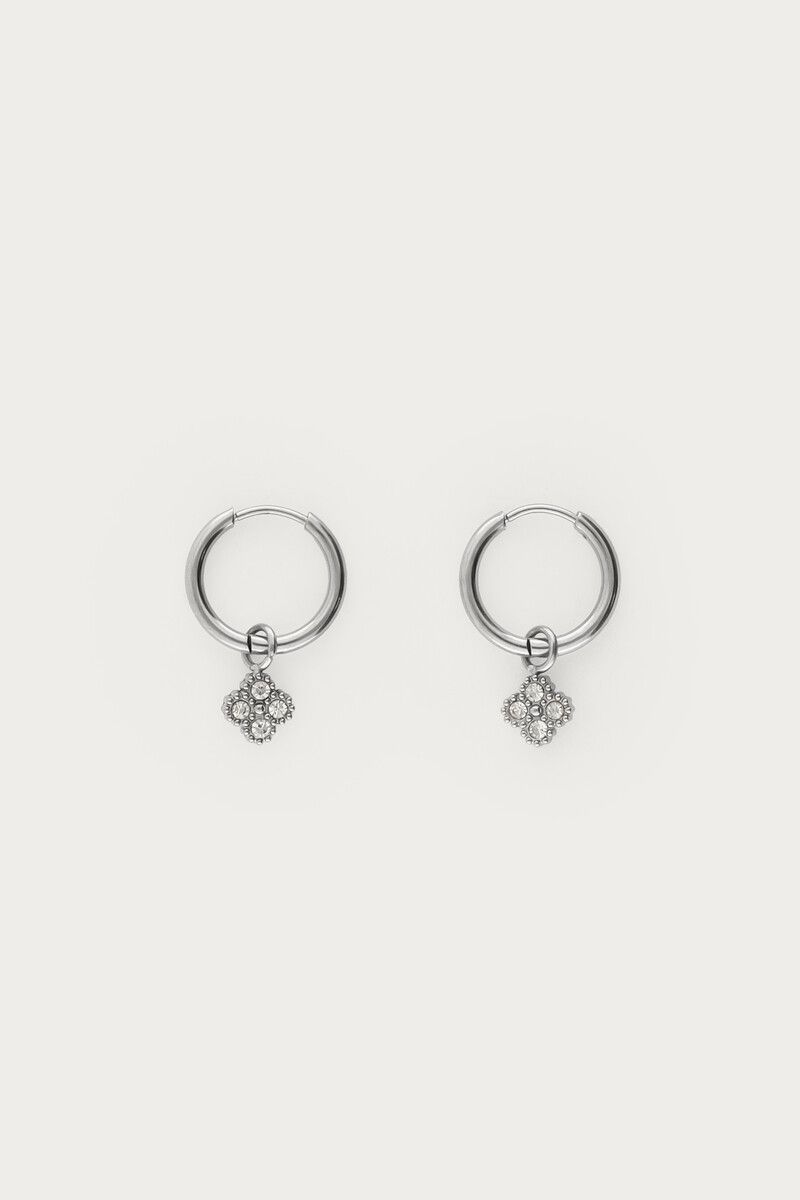 My Jewellery Midnight mini oorringen ronde klaver Zilver