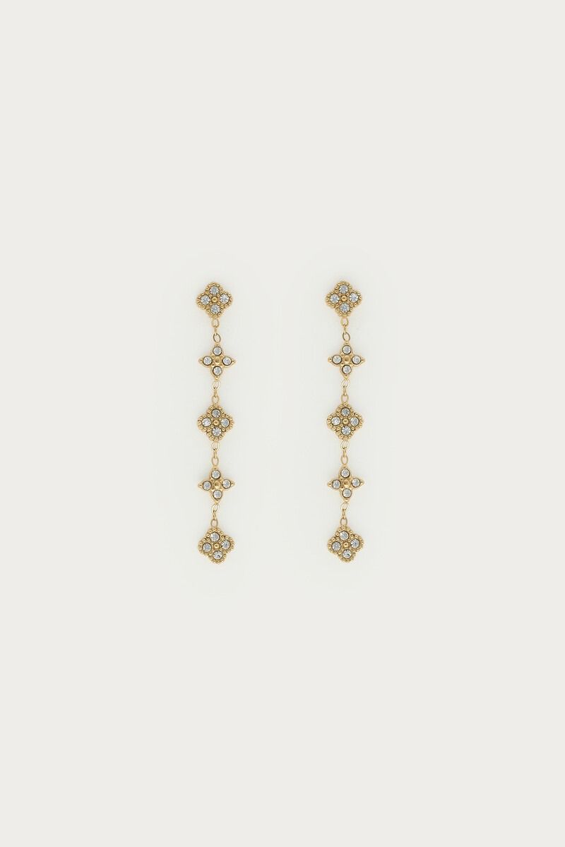 My Jewellery Magical oorhangers met zon en klaver strass Goud