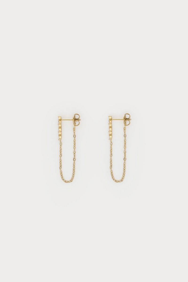 My Jewellery Magical studs met strass en chain Goud