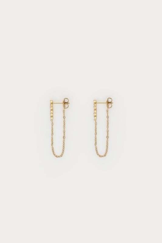 My Jewellery Magical studs met strass en chain Goud