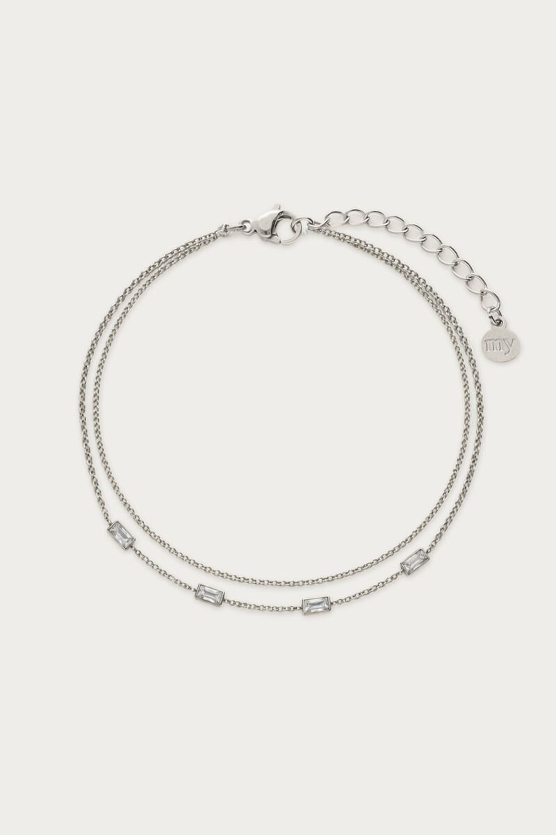 My Jewellery Magical dubbele armband met rechthoekige strass stenen Zilver