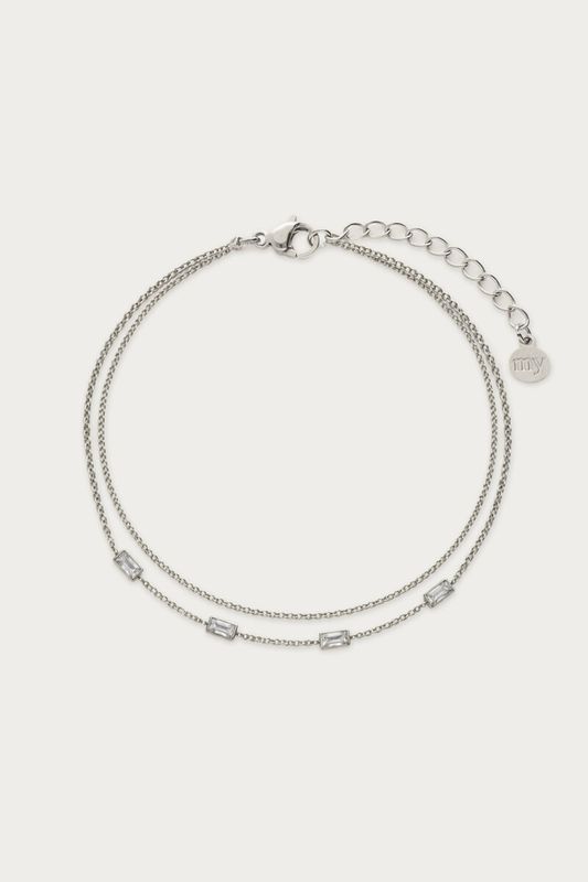My Jewellery Magical dubbele armband met rechthoekige strass stenen Zilver