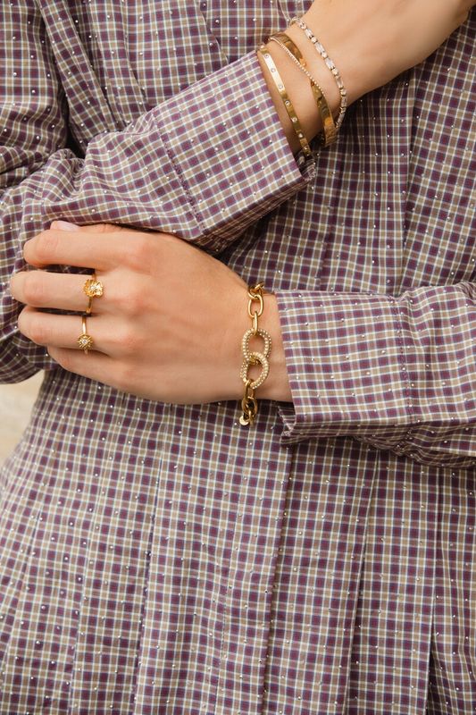 My Jewellery Magical chunky schakelarmband met strass stenen Goud
