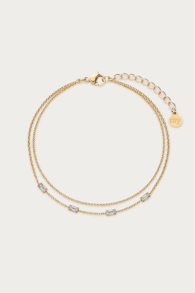 My Jewellery Magical dubbele armband met rechthoekige strass stenen Goud