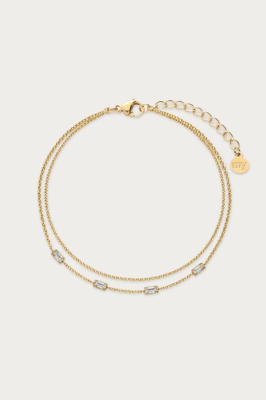 My Jewellery Magical dubbele armband met rechthoekige strass stenen Goud