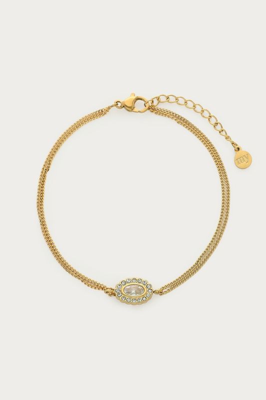 My Jewellery Magical dubbele armband met ovalen strass steen Goud