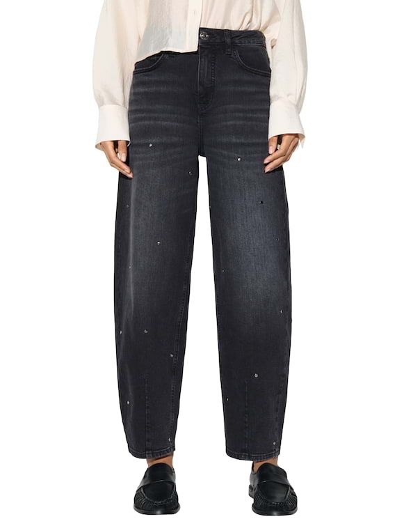 Opus Lolah spark Barrel jeans Zwart