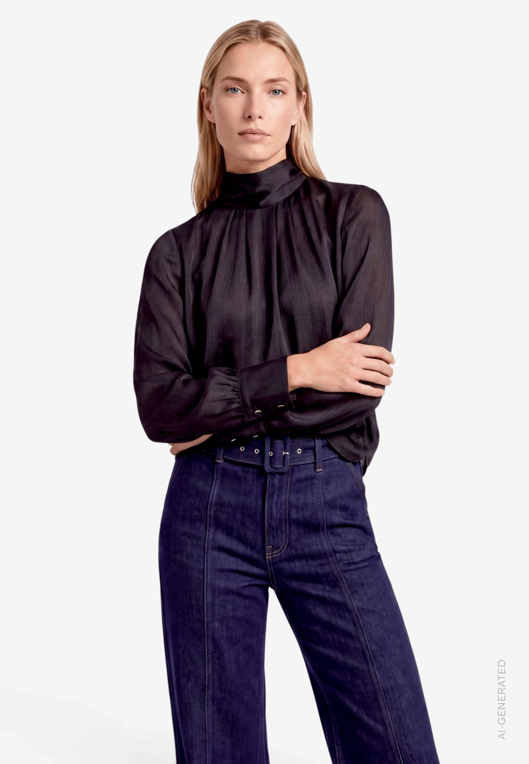 Zero Blouse van satijn met kreukeleffect